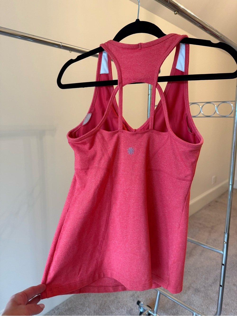 Athleta Coral Pink Racerback Tank with Shelf Bra